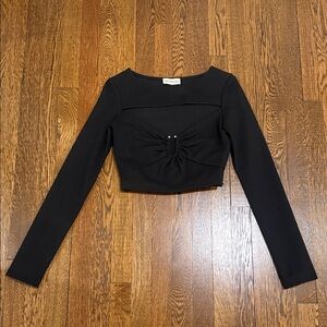 NICHOLAS Black Long Sleeve Crop Top